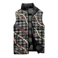 Hawaii Palaka Niihau Shell Lei Sleeveless Puffer Jacket Tropical Island Plaid Patterns