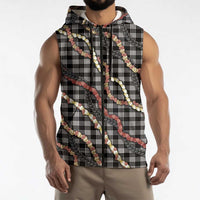 Hawaii Palaka Niihau Shell Lei Sleeveless Zip Hoodie Tropical Island Plaid Patterns