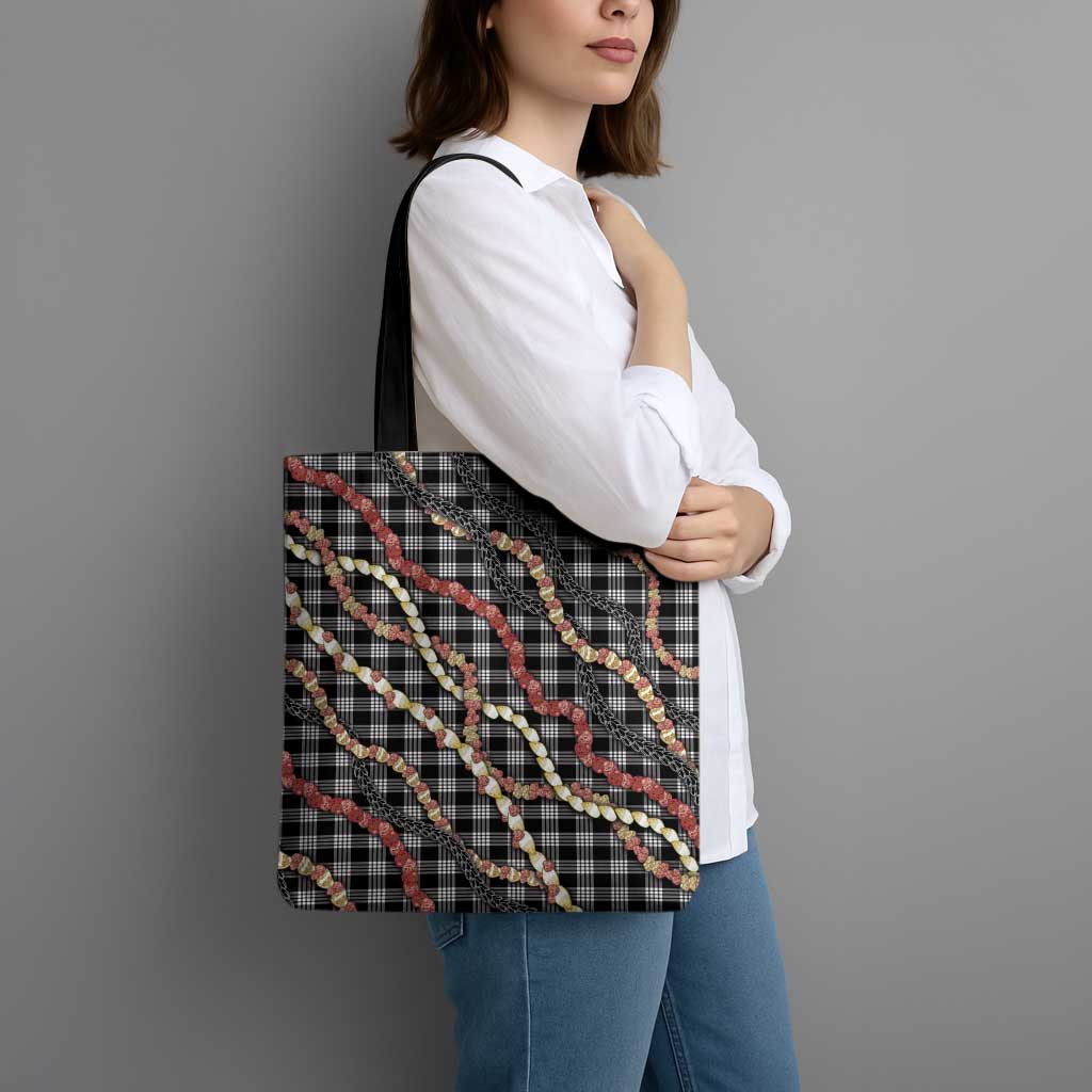 Hawaii Palaka Niihau Shell Lei Tote Bag Tropical Island Plaid Patterns