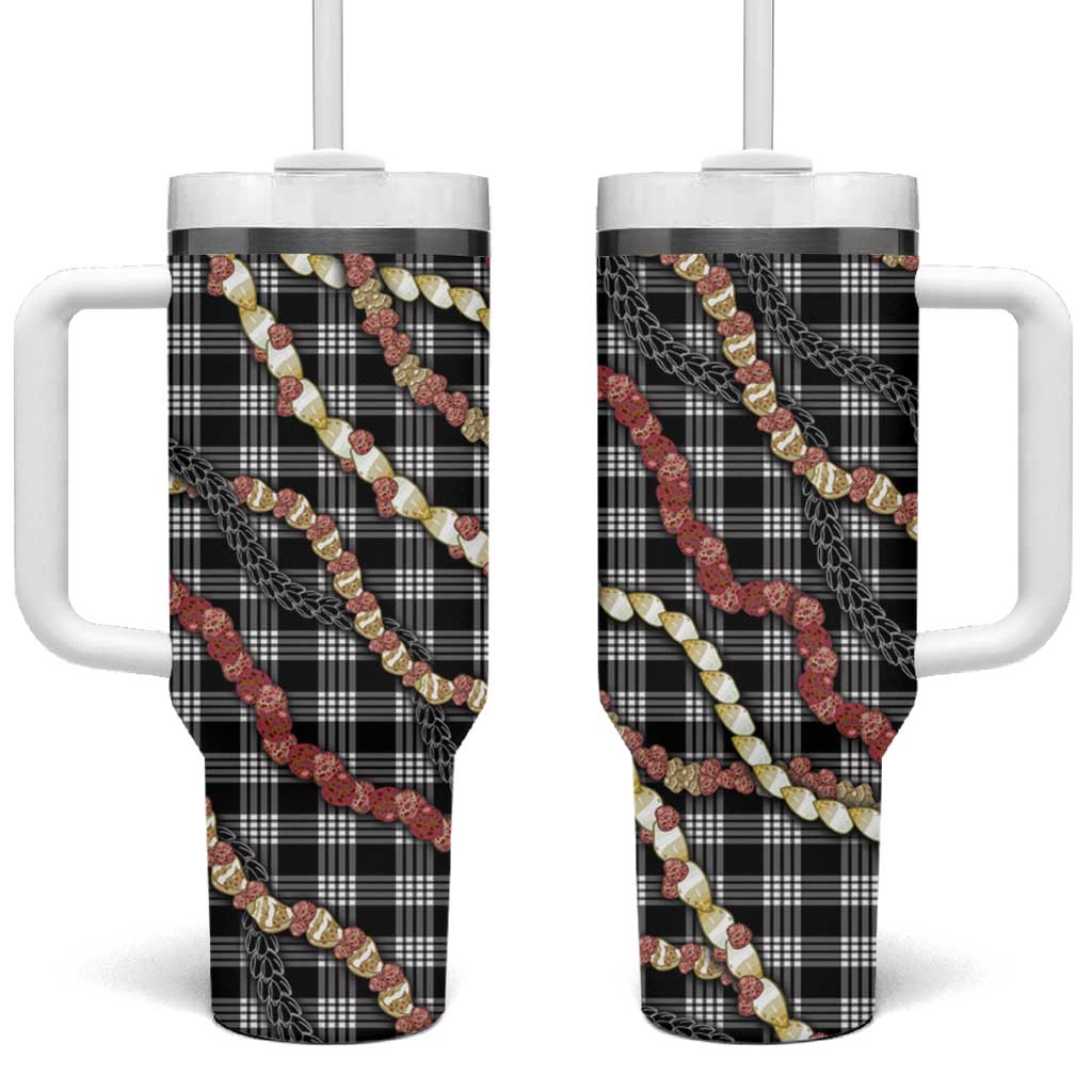 Hawaii Palaka Niihau Shell Lei Tumbler With Handle Tropical Island Plaid Patterns