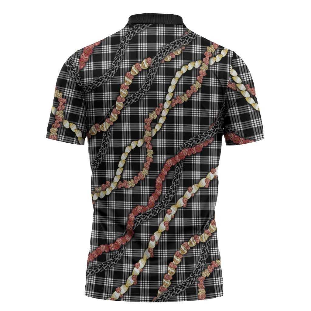 Hawaii Palaka Niihau Shell Lei Zipper Polo Shirt Tropical Island Plaid Patterns DT05 - Polynesian Pride