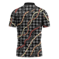 Hawaii Palaka Niihau Shell Lei Zipper Polo Shirt Tropical Island Plaid Patterns DT05 - Polynesian Pride
