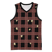 Hawaii Palaka Kahelelani Shell Lei Costume Basketball Jersey Plaid Patterns DT05 Unisex Black - Polynesian Pride