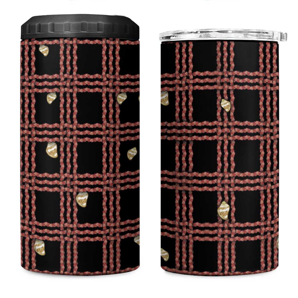 Hawaii Palaka Kahelelani Shell Lei Costume 4 in 1 Can Cooler Tumbler Plaid Patterns DT05 One Size: 16 oz Black - Polynesian Pride