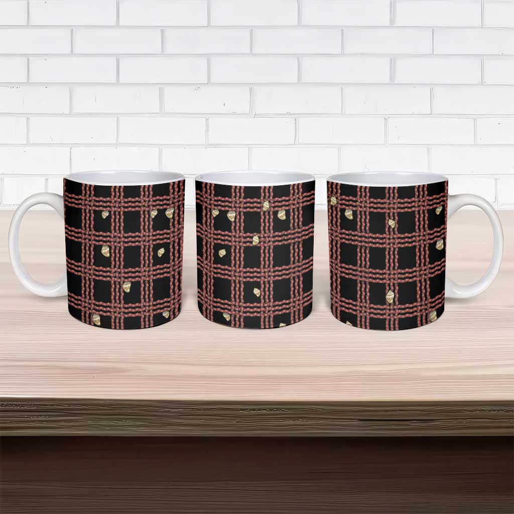 Hawaii Palaka Kahelelani Shell Lei Costume Ceramic Mug Plaid Patterns