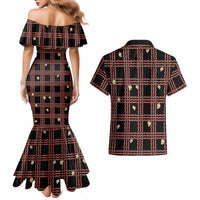 Hawaii Palaka Kahelelani Shell Lei Costume Couples Matching Mermaid Dress and Hawaiian Shirt Plaid Patterns
