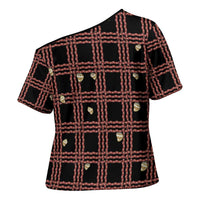 Hawaii Palaka Kahelelani Shell Lei Costume Cross Shoulder Shirt Plaid Patterns DT05 - Polynesian Pride