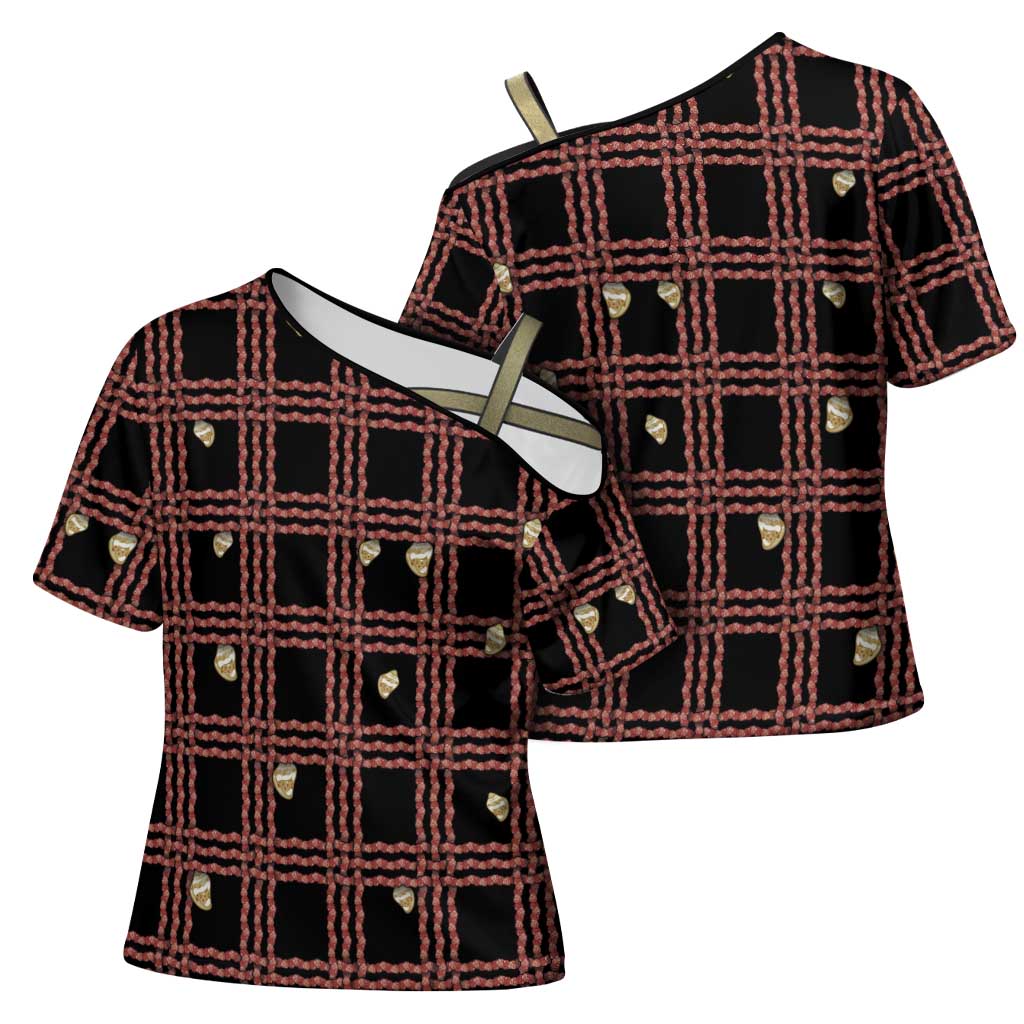 Hawaii Palaka Kahelelani Shell Lei Costume Cross Shoulder Shirt Plaid Patterns DT05 - Polynesian Pride