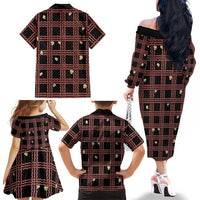 Hawaii Palaka Kahelelani Shell Lei Costume Family Matching Off The Shoulder Long Sleeve Dress and Hawaiian Shirt Plaid Patterns DT05 - Polynesian Pride