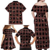 Hawaii Palaka Kahelelani Shell Lei Costume Family Matching Off Shoulder Maxi Dress and Hawaiian Shirt Plaid Patterns DT05 - Polynesian Pride