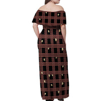 Hawaii Palaka Kahelelani Shell Lei Costume Family Matching Off Shoulder Maxi Dress and Hawaiian Shirt Plaid Patterns DT05 - Polynesian Pride