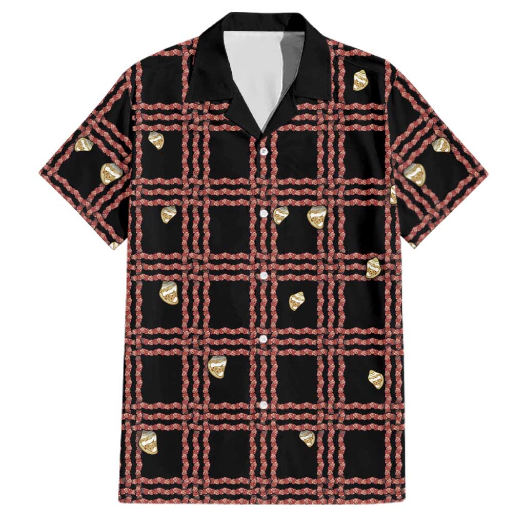 Hawaii Palaka Kahelelani Shell Lei Costume Family Matching Short Sleeve Bodycon Dress and Hawaiian Shirt Plaid Patterns DT05 Dad's Shirt - Short Sleeve Black - Polynesian Pride