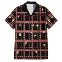 Hawaii Palaka Kahelelani Shell Lei Costume Family Matching Short Sleeve Bodycon Dress and Hawaiian Shirt Plaid Patterns DT05 Dad's Shirt - Short Sleeve Black - Polynesian Pride
