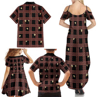 Hawaii Palaka Kahelelani Shell Lei Costume Family Matching Summer Maxi Dress and Hawaiian Shirt Plaid Patterns DT05 - Polynesian Pride