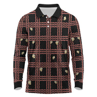 Hawaii Palaka Kahelelani Shell Lei Costume Long Sleeve Polo Shirt Plaid Patterns