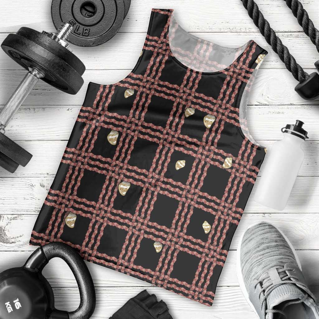 Hawaii Palaka Kahelelani Shell Lei Costume Men Tank Top Plaid Patterns