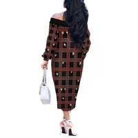 Hawaii Palaka Kahelelani Shell Lei Costume Off The Shoulder Long Sleeve Dress Plaid Patterns DT05 - Polynesian Pride