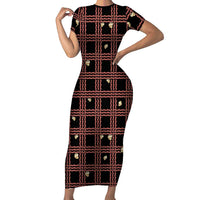 Hawaii Palaka Kahelelani Shell Lei Costume Short Sleeve Bodycon Dress Plaid Patterns