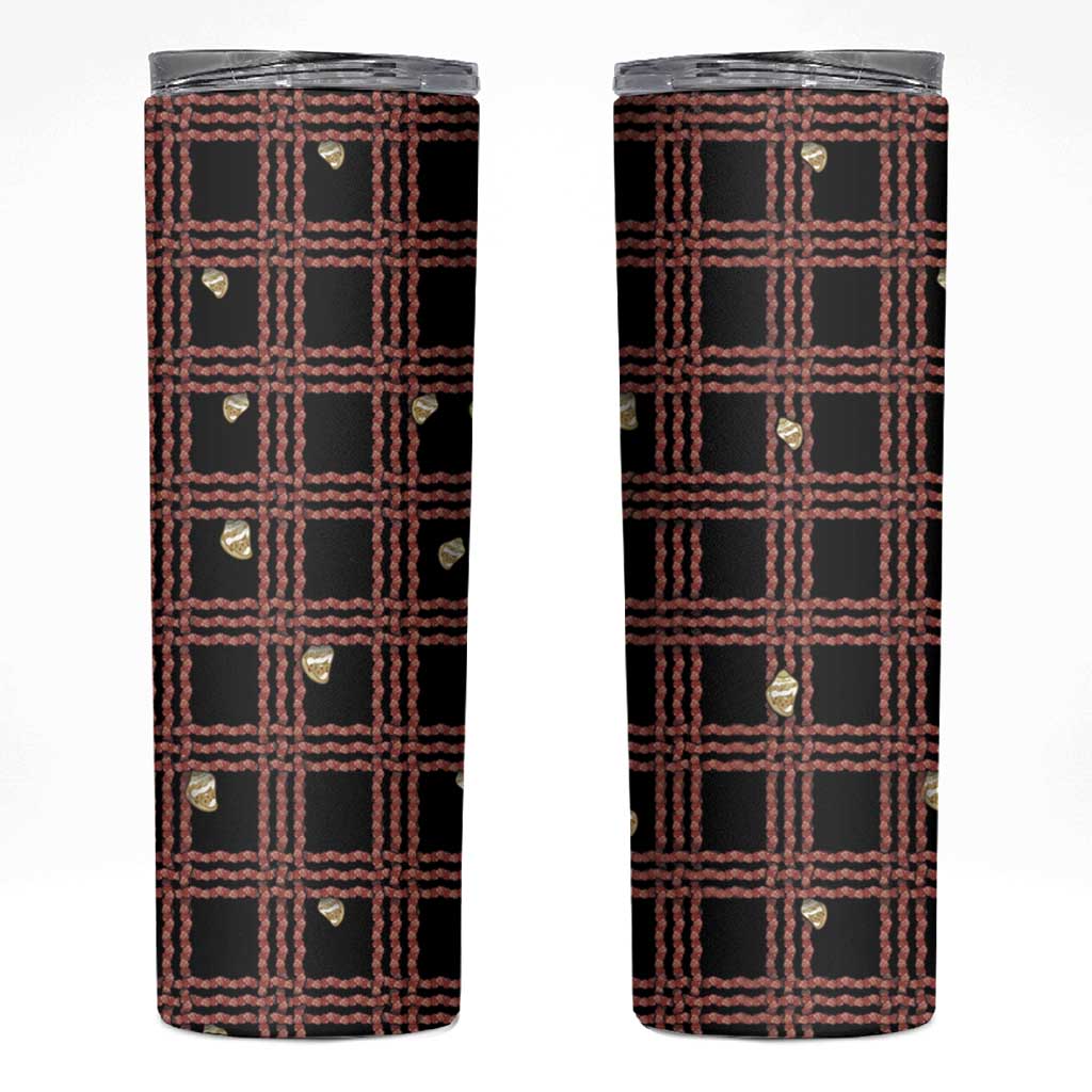 Hawaii Palaka Kahelelani Shell Lei Costume Skinny Tumbler Plaid Patterns DT05 Black - Polynesian Pride