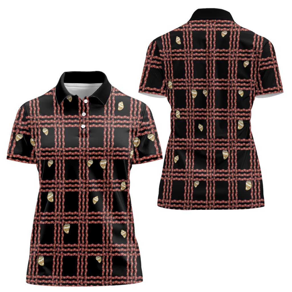 Hawaii Palaka Kahelelani Shell Lei Costume Women Polo Shirt Plaid Patterns