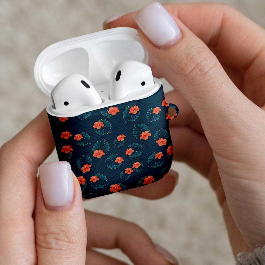 Hawaii Monstera AirPods Case Hibiscus Flowers Simple Style - Polynesian Pride