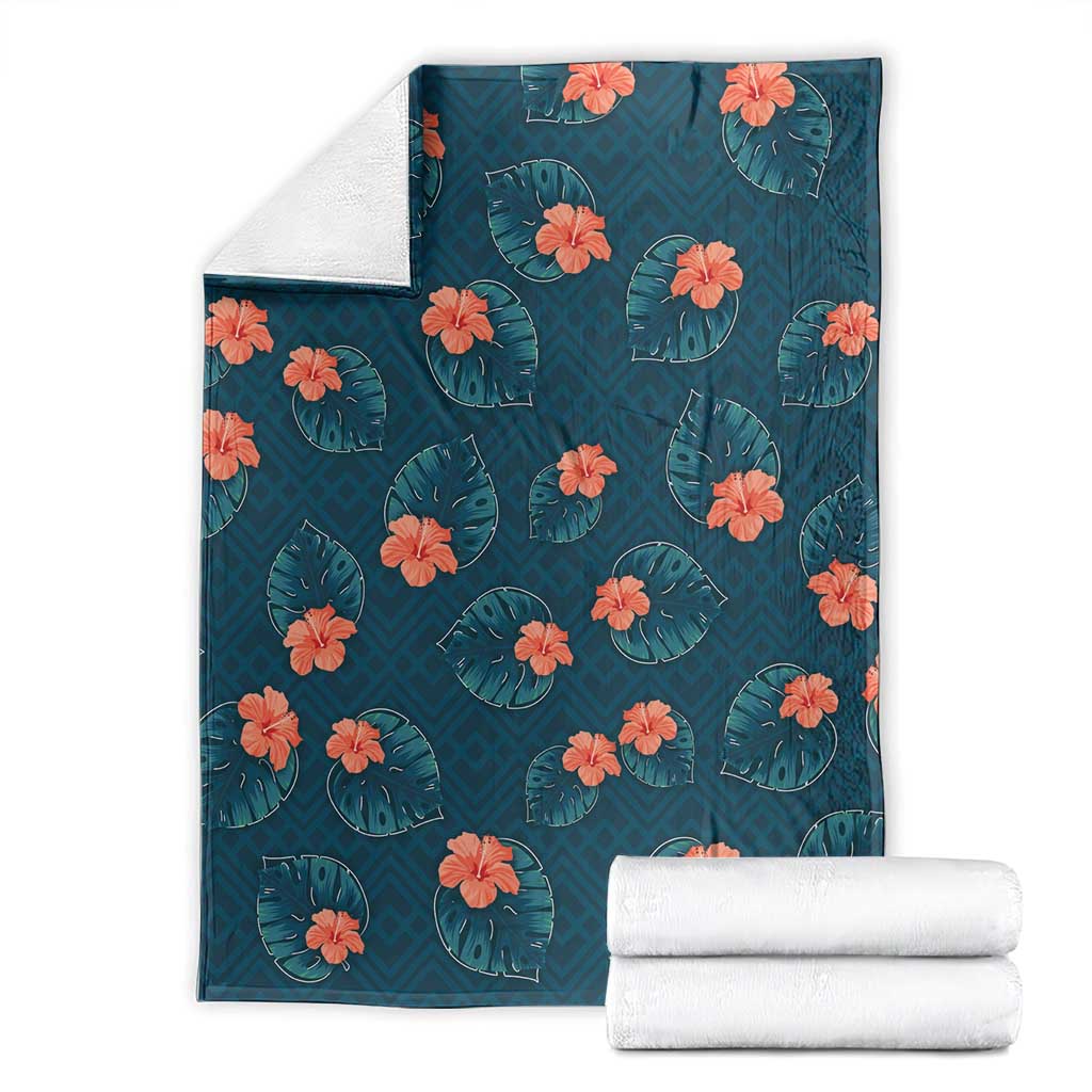 Hawaii Monstera Blanket Hibiscus Flowers Simple Style - Polynesian Pride