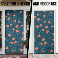 Hawaii Monstera Door Cover Hibiscus Flowers Simple Style - Polynesian Pride