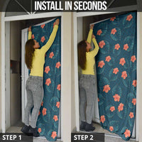 Hawaii Monstera Door Cover Hibiscus Flowers Simple Style - Polynesian Pride