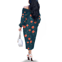 Hawaii Monstera Family Matching Off The Shoulder Long Sleeve Dress and Hawaiian Shirt Hibiscus Flowers Simple Style DT05 - Polynesian Pride