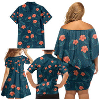 Hawaii Monstera Family Matching Off Shoulder Short Dress and Hawaiian Shirt Hibiscus Flowers Simple Style DT05 - Polynesian Pride
