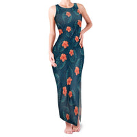 Hawaii Monstera Family Matching Tank Maxi Dress and Hawaiian Shirt Hibiscus Flowers Simple Style DT05 Mom's Dress Dark Teal - Polynesian Pride
