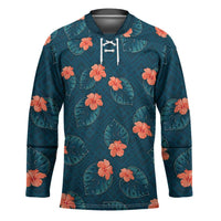 Hawaii Monstera Hockey Jersey Hibiscus Flowers Simple Style - Polynesian Pride