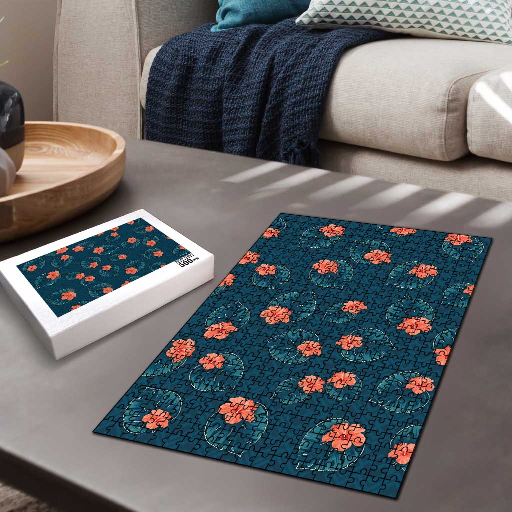 Hawaii Monstera Puzzle Hibiscus Flowers Simple Style - Polynesian Pride