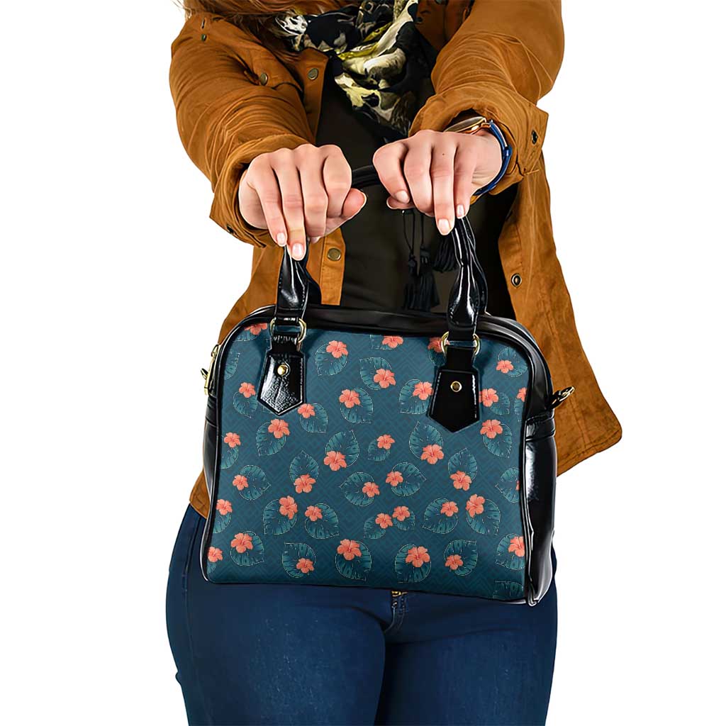Hawaii Monstera Shoulder Handbag Hibiscus Flowers Simple Style - Polynesian Pride