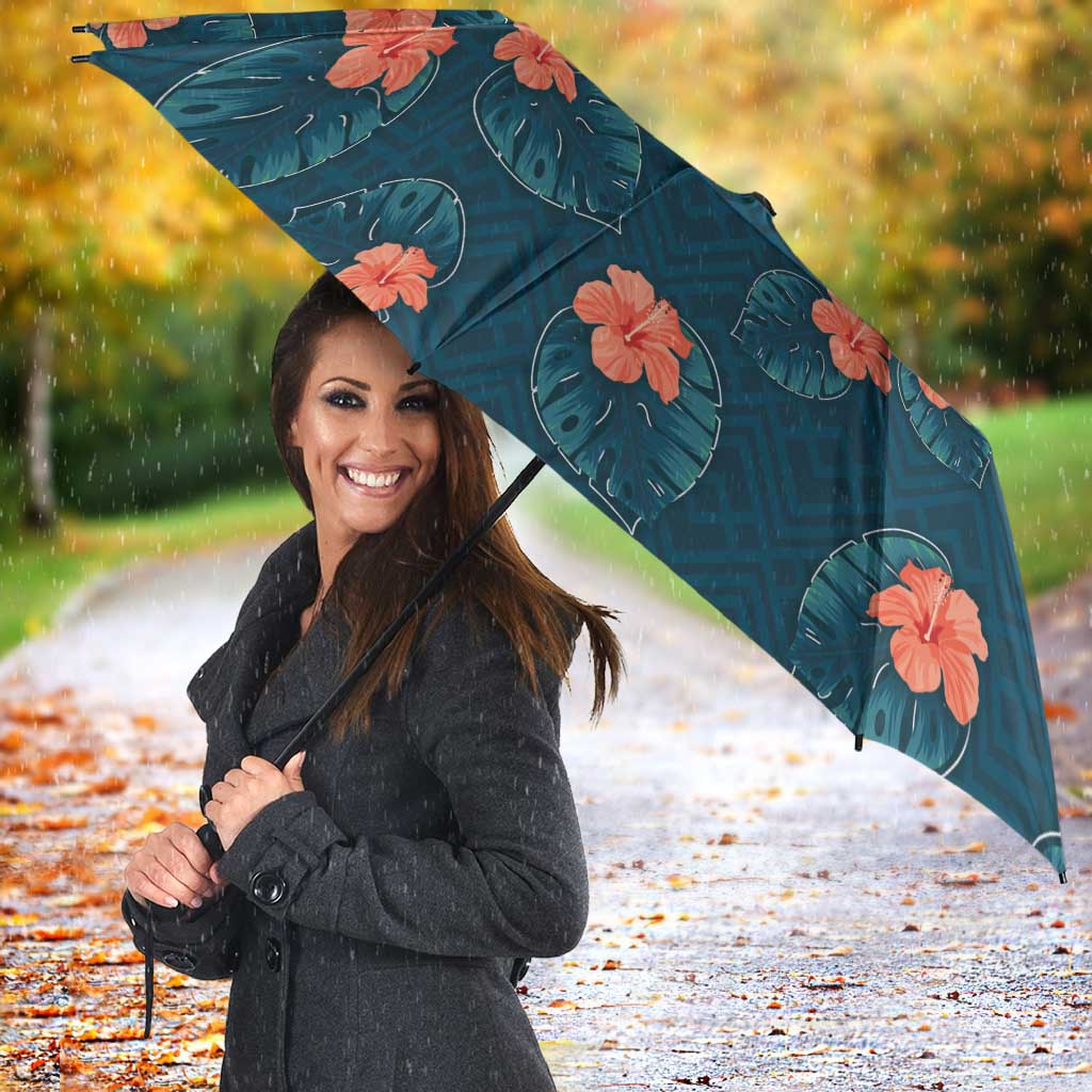 Hawaii Monstera Umbrella Hibiscus Flowers Simple Style - Polynesian Pride
