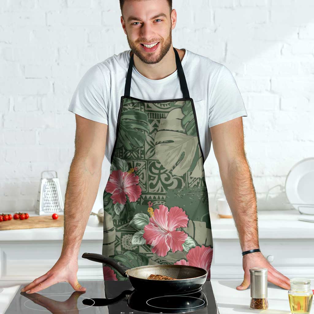 Hawaii Apron Green Polynesian Monstera Patterns - Polynesian Pride
