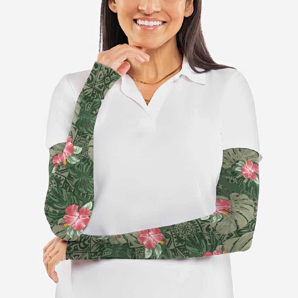 Hawaii Arm Sleeves Green Polynesian Monstera Patterns - Polynesian Pride