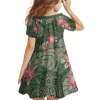 Hawaii Family Matching Mermaid Dress and Hawaiian Shirt Green Polynesian Monstera Patterns DT05 - Polynesian Pride