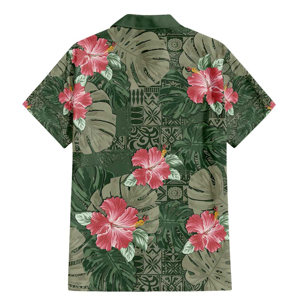 Hawaii Family Matching Mermaid Dress and Hawaiian Shirt Green Polynesian Monstera Patterns DT05 - Polynesian Pride