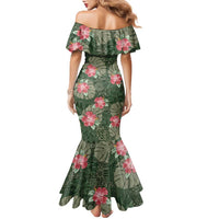 Hawaii Family Matching Mermaid Dress and Hawaiian Shirt Green Polynesian Monstera Patterns DT05 - Polynesian Pride