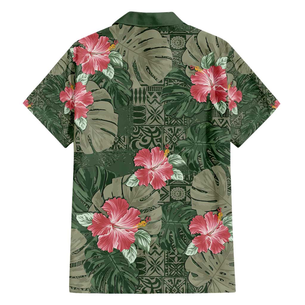 Hawaii Family Matching Short Sleeve Bodycon Dress and Hawaiian Shirt Green Polynesian Monstera Patterns DT05 - Polynesian Pride