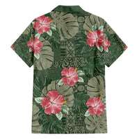 Hawaii Family Matching Short Sleeve Bodycon Dress and Hawaiian Shirt Green Polynesian Monstera Patterns DT05 - Polynesian Pride