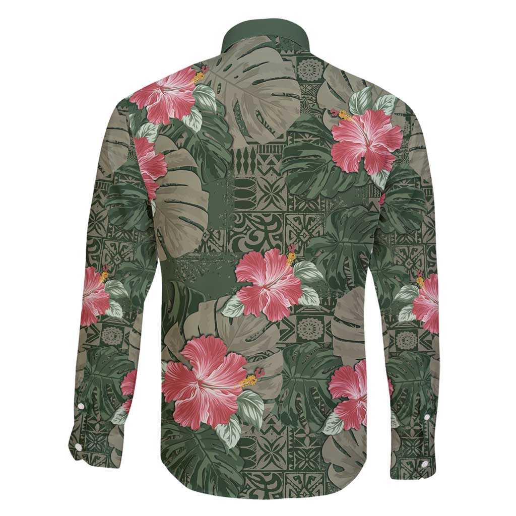 Hawaii Family Matching Short Sleeve Bodycon Dress and Hawaiian Shirt Green Polynesian Monstera Patterns DT05 - Polynesian Pride