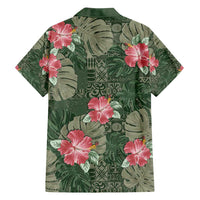 Hawaii Family Matching Tank Maxi Dress and Hawaiian Shirt Green Polynesian Monstera Patterns - Polynesian Pride