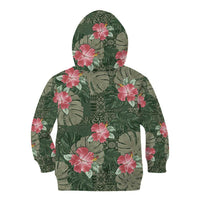 Hawaii Kid Hoodie Green Polynesian Monstera Patterns DT05 - Polynesian Pride