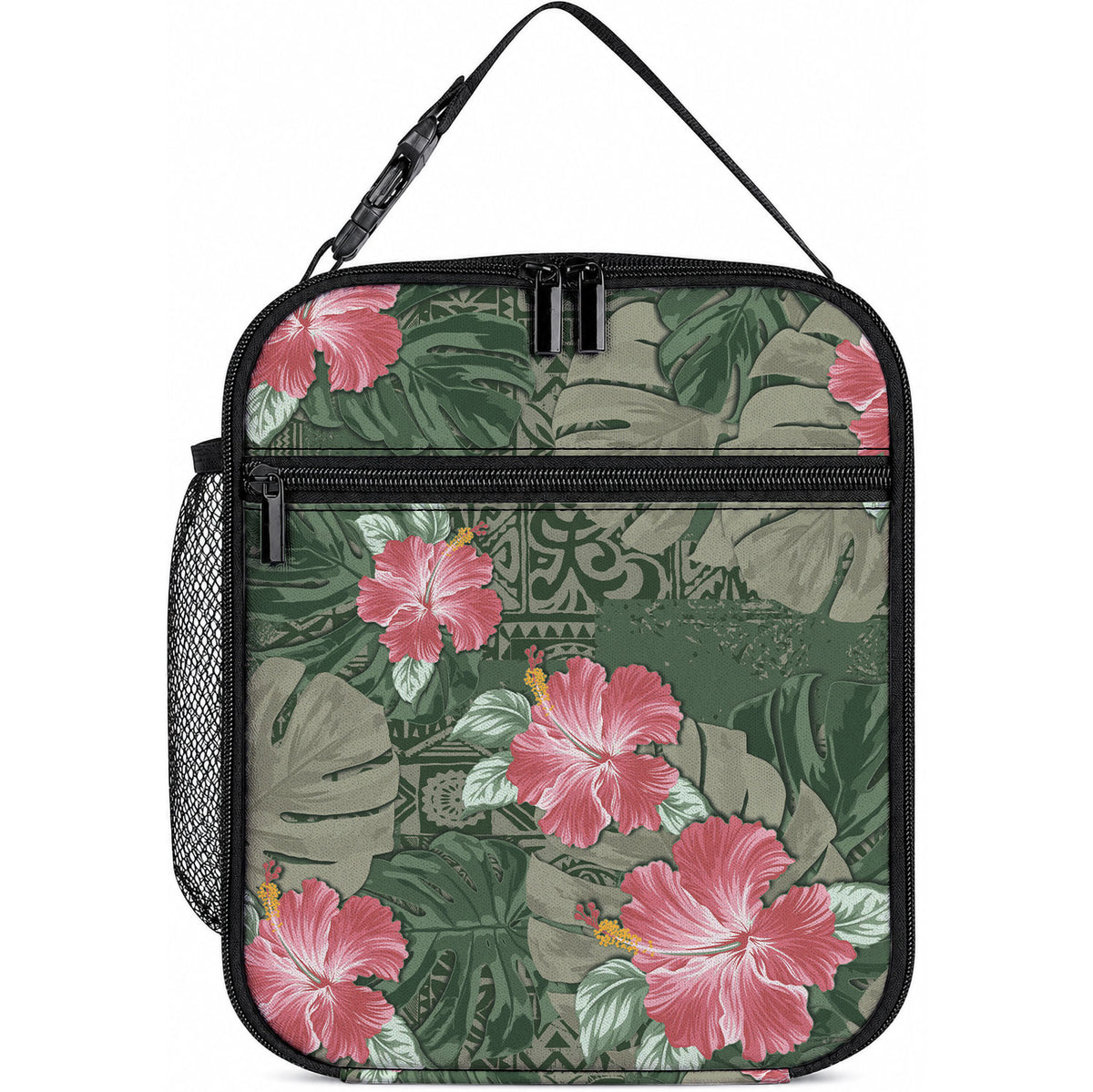 Hawaii Lunch Bag Green Polynesian Monstera Patterns