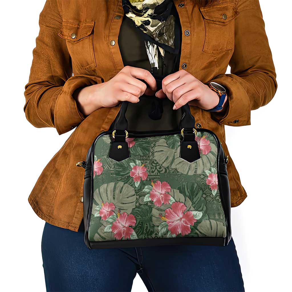 Hawaii Shoulder Handbag Green Polynesian Monstera Patterns - Polynesian Pride