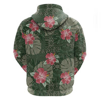 Hawaii Zip Hoodie Green Polynesian Monstera Patterns DT05 - Polynesian Pride