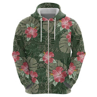 Hawaii Zip Hoodie Green Polynesian Monstera Patterns DT05 - Polynesian Pride