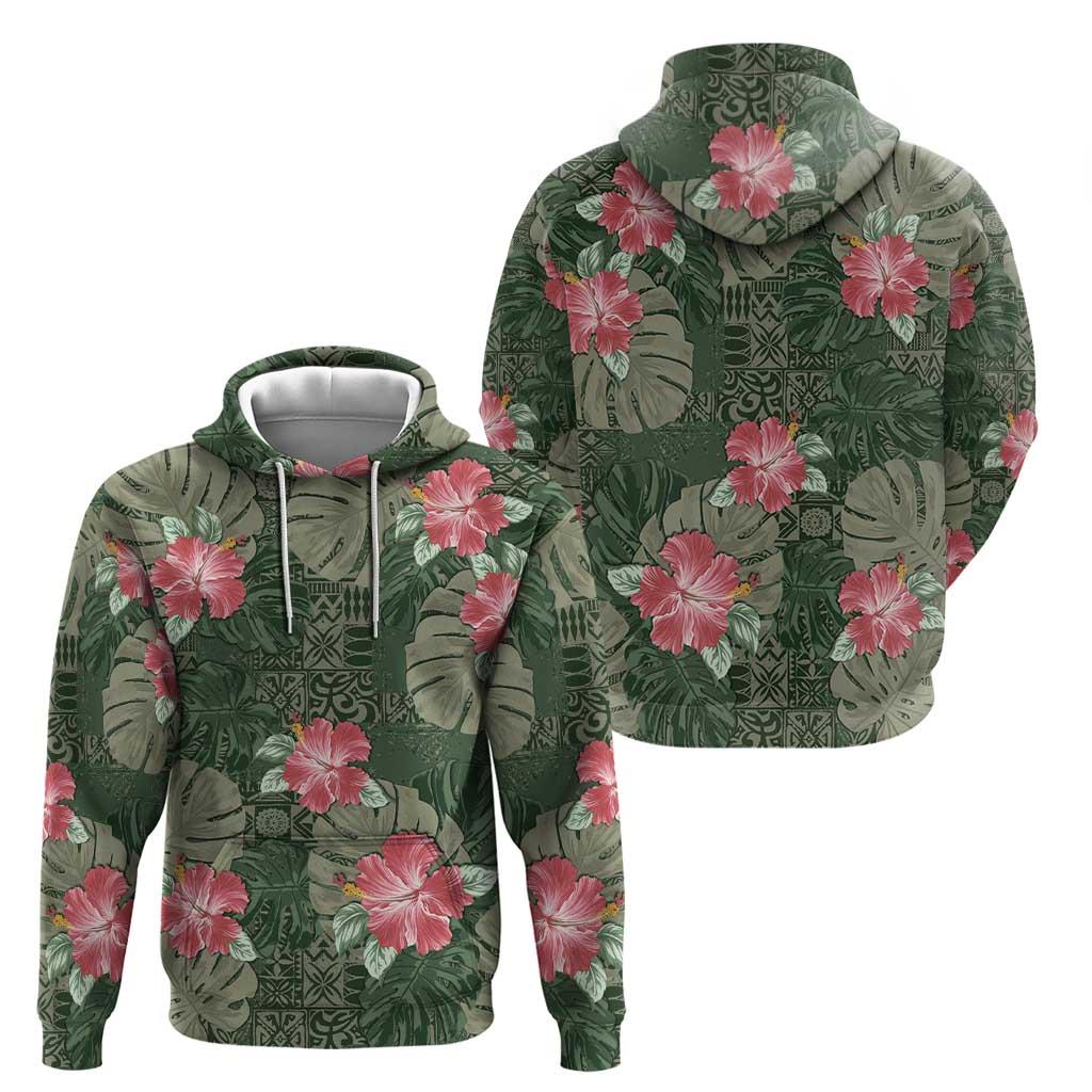 Hawaii Zip Hoodie Green Polynesian Monstera Patterns DT05 - Polynesian Pride